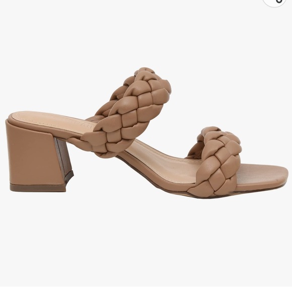 New CUSHIONAIRE Onyx Neutral Tan Braided Memory Foam Slide Block Heel Sandal 9 - Picture 4 of 10